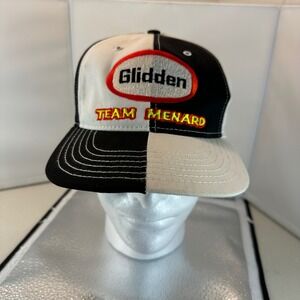 Glidden Racing‎ Hat Team Menard NASCAR INDY Cap Adjustable Black White Checkered